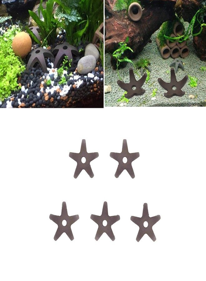 COMOK Fish Tank Decorations 5 Pcs Aquarium Mini Starfish-Shaped Shrimp Home Fish Tank Shelter Breeding Cave, Brown - Image 3